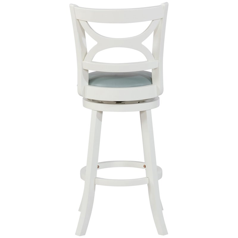 Home Square 2 Piece Swivel Wood Bar Stool Set with PU Seat in Cream