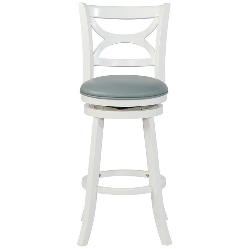 Home Square 3 Piece Swivel Wood Bar Stool Set with PU Seat in Cream