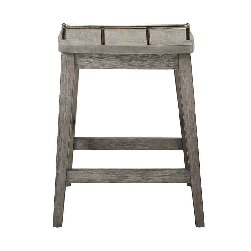 Home Square 2 Piece Solid Wood Counter Stool Set in Rustic Smokey Oak
