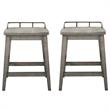Home Square 2 Piece Solid Wood Counter Stool Set in Rustic Smokey Oak