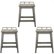 Home Square 3 Piece Solid Wood Counter Stool Set in Rustic Smokey Oak