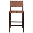 Home Square 2 Piece Leather Counter Stool Set in Cognac and Walnut