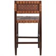 Home Square 2 Piece Leather Counter Stool Set in Cognac and Walnut