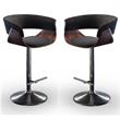 Home Square 2 Piece Adjustable Swivel Fabric Counter Stool Set in Charcoal Gray