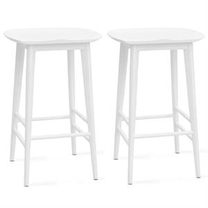 Home Square 2 Piece Solid Acacia Wood Counter Stool Set in White