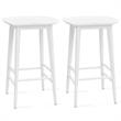 Home Square 2 Piece Solid Acacia Wood Counter Stool Set in White
