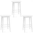 Home Square 3 Piece Solid Acacia Wood Counter Stool Set in White