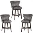 Home Square 3 Piece Transitional Faux Leather Swivel Counter Stool Set in Gray
