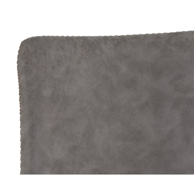 Home Square 3 Piece Faux Leather and Steel Counter Stool Set in Antique Gray