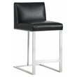 Home Square 2 Piece Metal Base Bonded Leather Counter Stool Set in Black/Gray