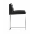 Home Square 3 Piece Metal Base Bonded Leather Counter Stool Set in Black/Gray