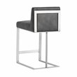 Home Square 2 Piece Metal Base Bonded Leather Counter Stool Set in Gray/White