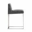 Home Square 2 Piece Metal Base Bonded Leather Counter Stool Set in Gray/White