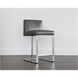Home Square 2 Piece Metal Base Bonded Leather Counter Stool Set in Gray/White