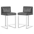 Home Square 2 Piece Metal Base Bonded Leather Counter Stool Set in Gray/White