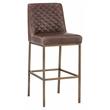 Home Square 2 Piece Transitional Faux Leather Barstool Set in Brown/Brass