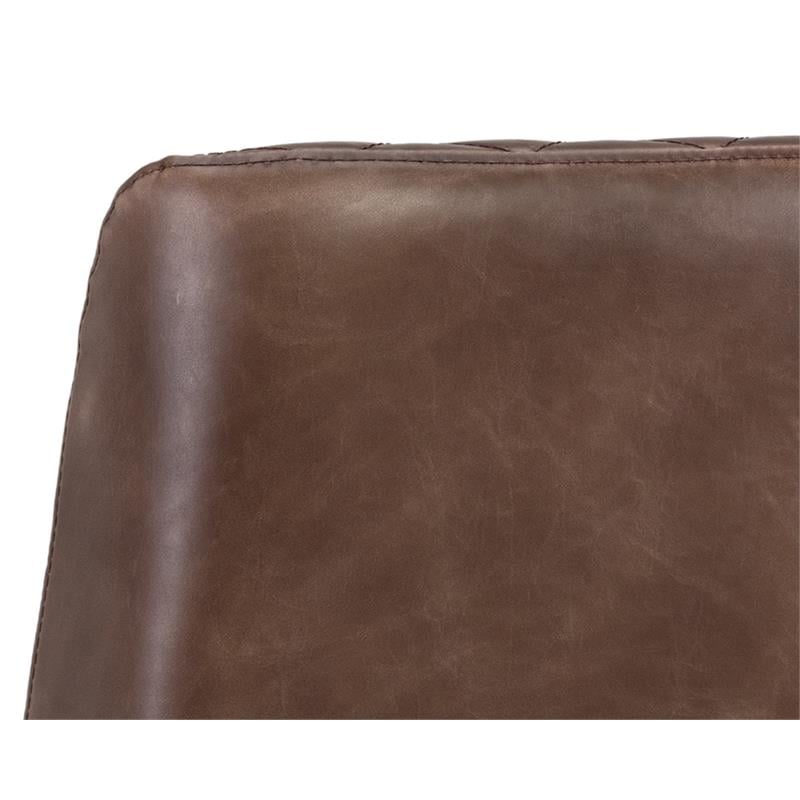 Home Square 2 Piece Transitional Faux Leather Barstool Set in Brown/Brass