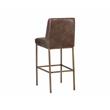 Home Square 2 Piece Transitional Faux Leather Barstool Set in Brown/Brass