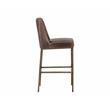 Home Square 2 Piece Transitional Faux Leather Barstool Set in Brown/Brass