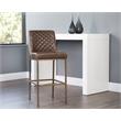 Home Square 2 Piece Transitional Faux Leather Barstool Set in Brown/Brass