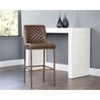 Home Square 3 Piece Transitional Faux Leather Barstool Set in Brown/Brass