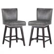Home Square 2 Piece Modern Faux Leather Counter Stool Set in Overcast Gray