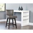 Home Square 3 Piece Modern Faux Leather Counter Stool Set in Overcast Gray