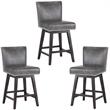 Home Square 3 Piece Modern Faux Leather Counter Stool Set in Overcast Gray