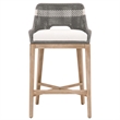 Home Square 2 Piece Upholstered Rope Barstool Set in Dove and Natural Gray