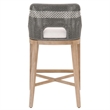 Home Square 3 Piece Upholstered Rope Barstool Set in Dove and Natural Gray