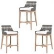 Home Square 3 Piece Upholstered Rope Barstool Set in Dove and Natural Gray
