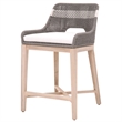 Home Square 3 Piece Outdoor Counter Stool Set in Dove Rope and Gray Teak