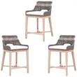 Home Square 3 Piece Outdoor Counter Stool Set in Dove Rope and Gray Teak