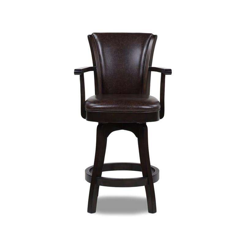 Home Square 2 Piece Swivel Faux Leather Counter Stool Set in Vintage Brown