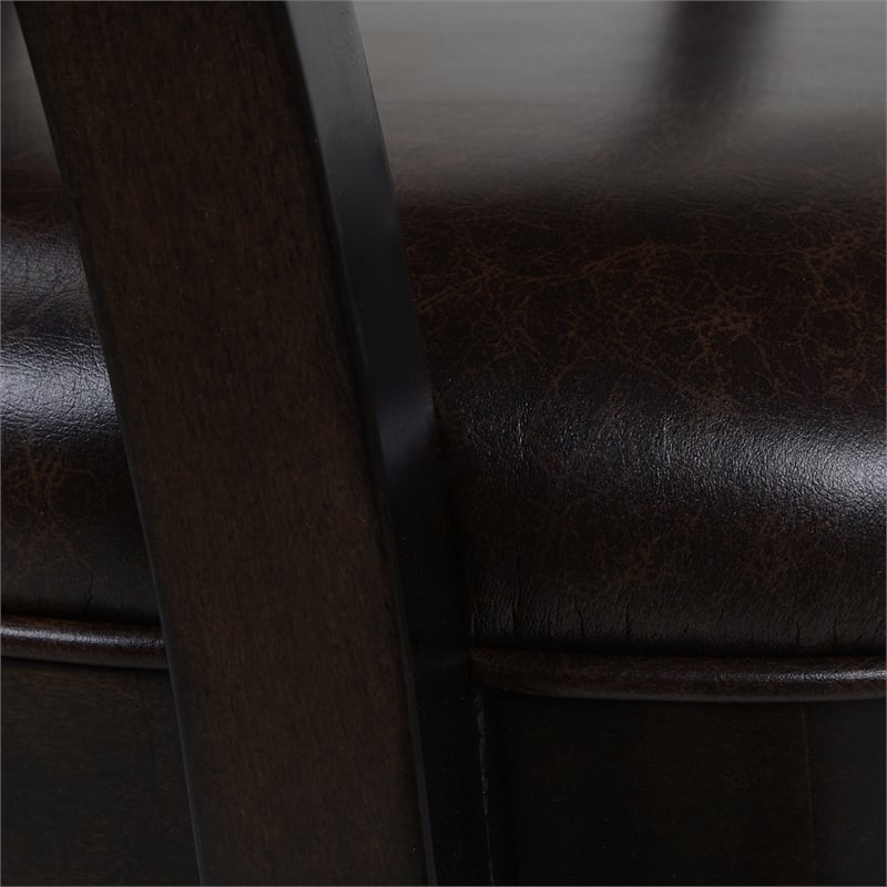 Home Square 2 Piece Swivel Faux Leather Counter Stool Set in Vintage Brown
