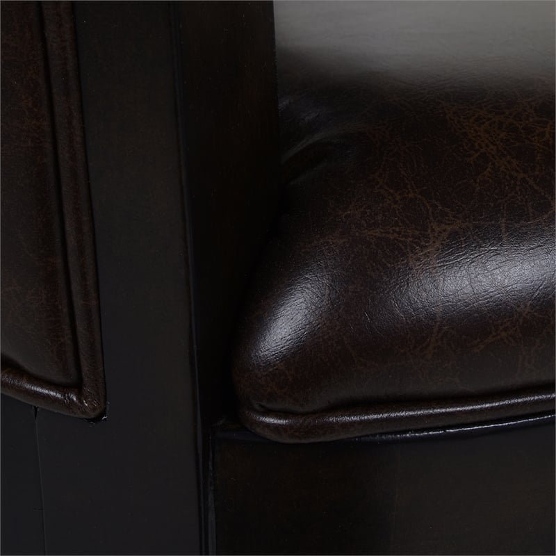 Home Square 2 Piece Swivel Faux Leather Counter Stool Set in Vintage Brown