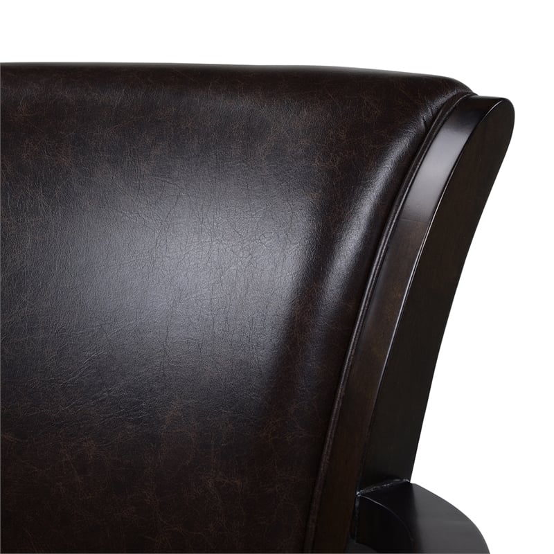 Home Square 3 Piece Swivel Faux Leather Counter Stool Set in Vintage Brown