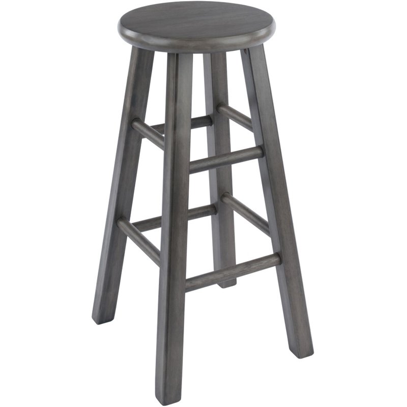Home Square 2 Piece Transitional Solid Wood Counter Stool Set in Rustic Gray
