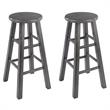 Home Square 2 Piece Transitional Solid Wood Counter Stool Set in Rustic Gray