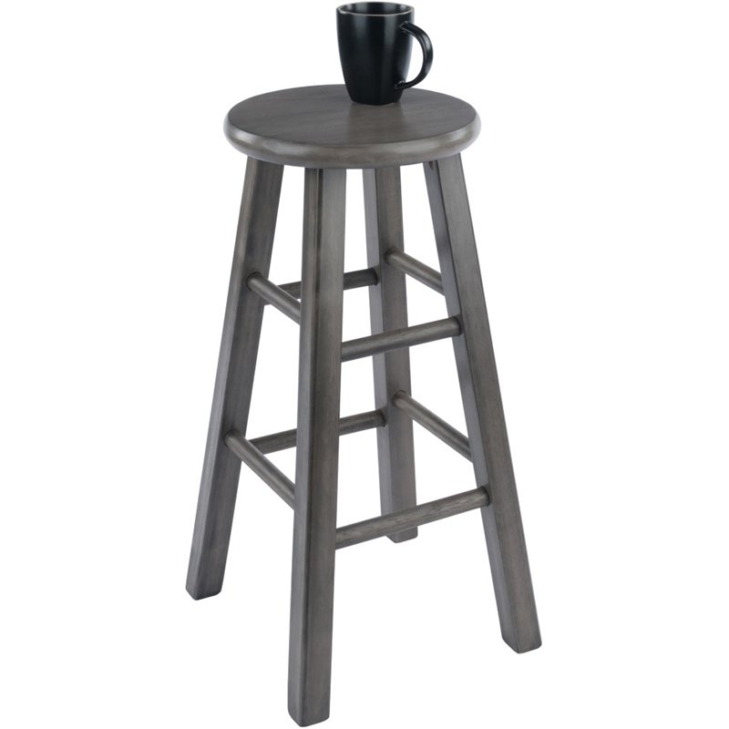 Home Square 3 Piece Transitional Solid Wood Counter Stool Set in Rustic Gray