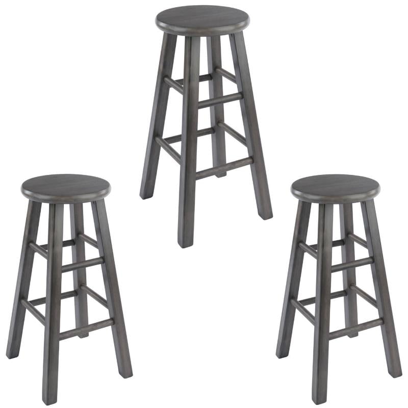 Home Square 3 Piece Transitional Solid Wood Counter Stool Set in Rustic Gray