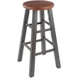 Home Square 2 Piece Transitional Wood Counter Stool Set in Rustic Teak and Gray
