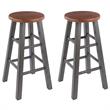 Home Square 2 Piece Transitional Wood Counter Stool Set in Rustic Teak and Gray