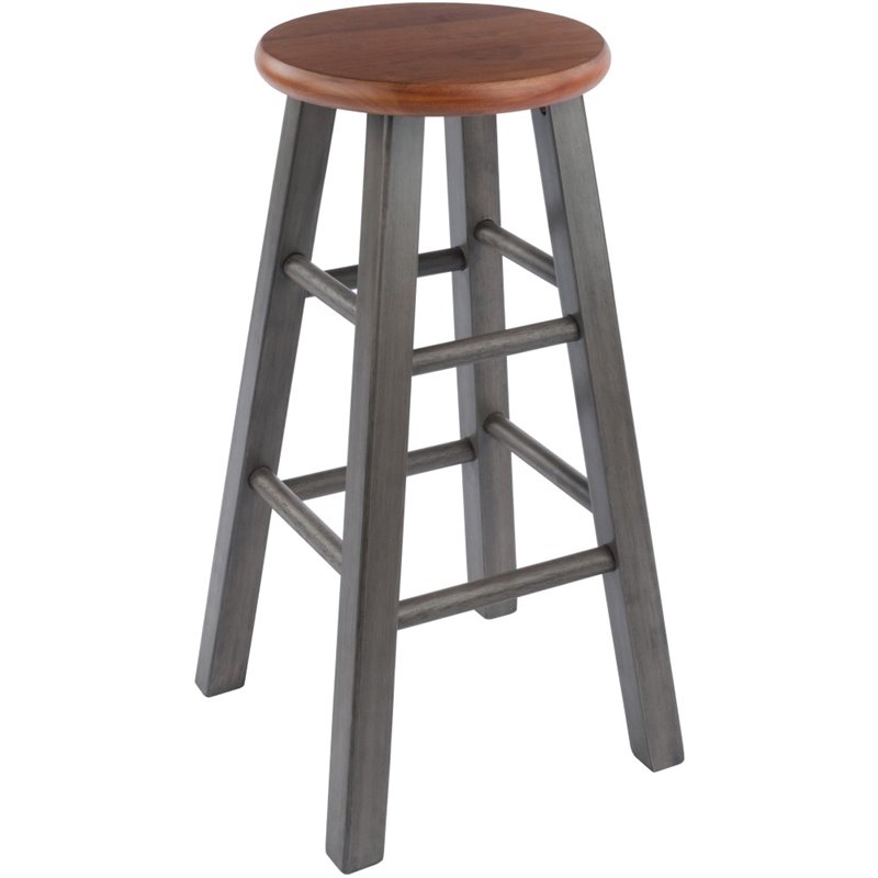Home Square 3 Piece Transitional Wood Counter Stool Set in Rustic Teak and Gray