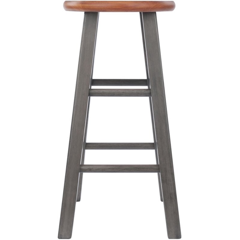 Home Square 3 Piece Transitional Wood Counter Stool Set in Rustic Teak and Gray