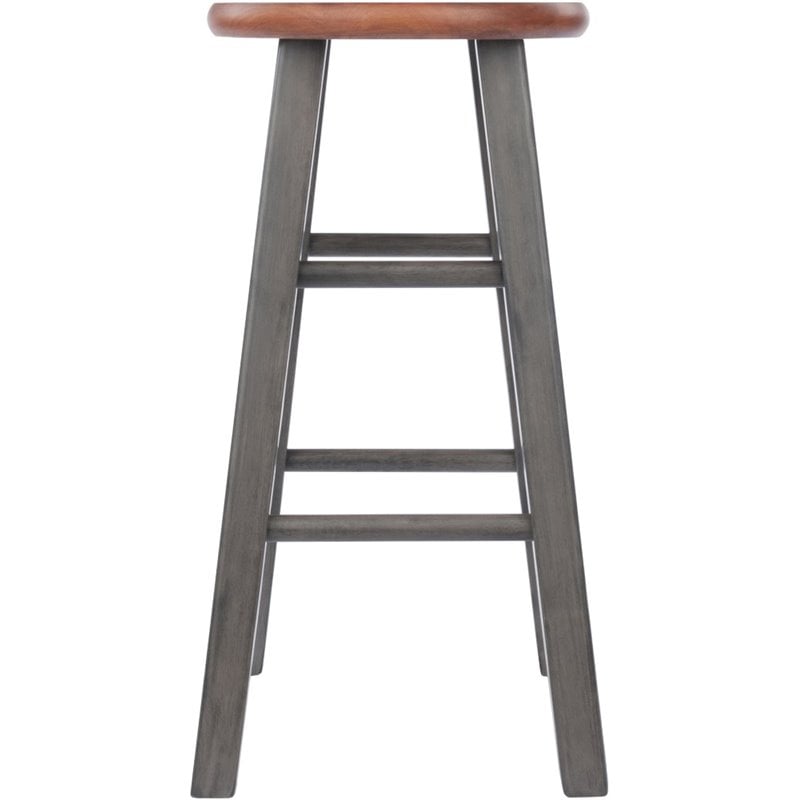 Home Square 3 Piece Transitional Wood Counter Stool Set in Rustic Teak and Gray