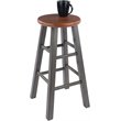 Home Square 3 Piece Transitional Wood Counter Stool Set in Rustic Teak and Gray