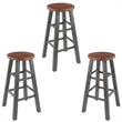 Home Square 3 Piece Transitional Wood Counter Stool Set in Rustic Teak and Gray