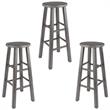 Home Square 3 Piece Transitional Solid Wood Bar Stool Set in Rustic Gray