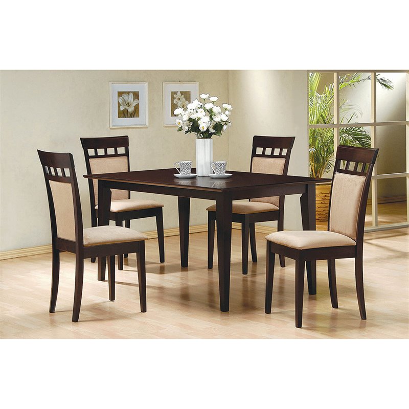Home Square 4 Piece Set with Oval Butterfly Leaf Dining Table and 6 Chairs